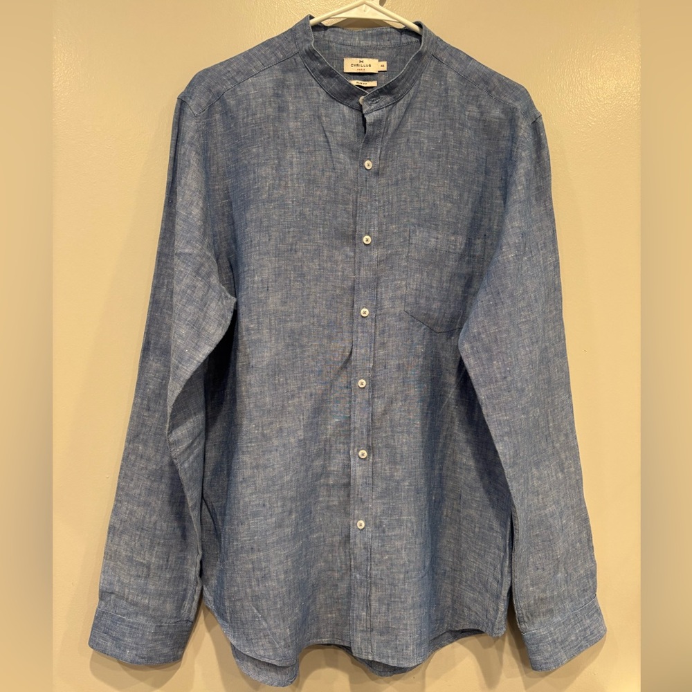Cyrillus Paris 100% linen button up Men’s Shirt Size 42 Slim fit